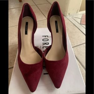 Burgundy Suede Pointed Toe Heels